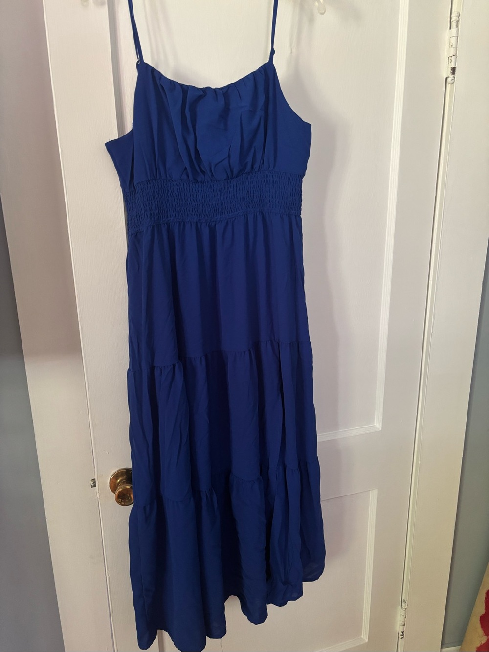 SHEIN Blue Smocked Waist Maxi Dress